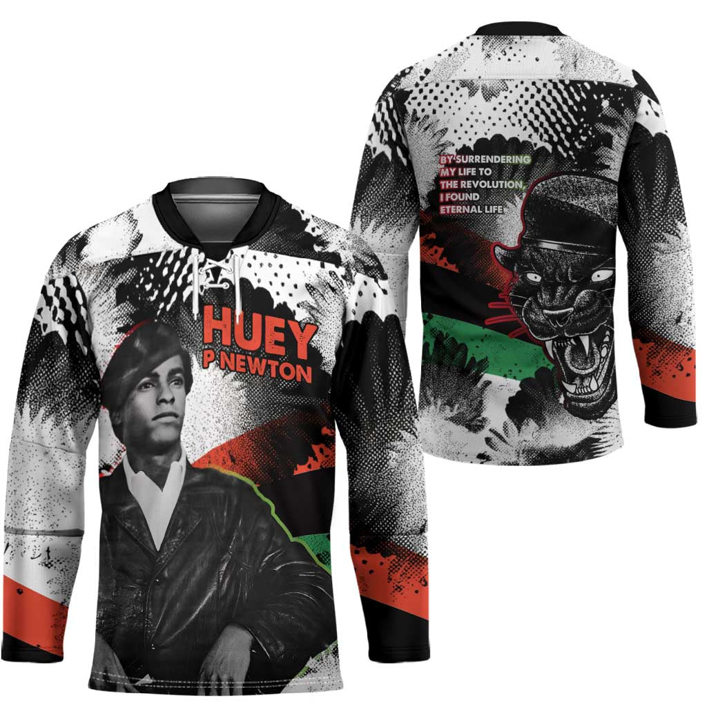 Huey P. Newton Hockey Jersey Revolutionary Portrait - Panther Graphic Surrender to the Revolution Quote - African Pride