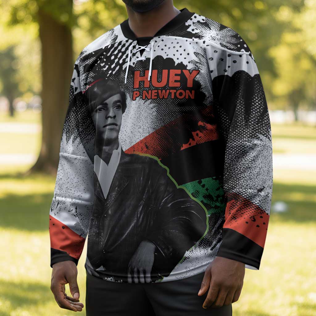 Huey P. Newton Hockey Jersey Revolutionary Portrait - Panther Graphic Surrender to the Revolution Quote - African Pride