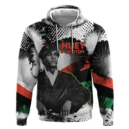 Huey P. Newton Hoodie Revolutionary Portrait - Panther Graphic Surrender to the Revolution Quote - African Pride
