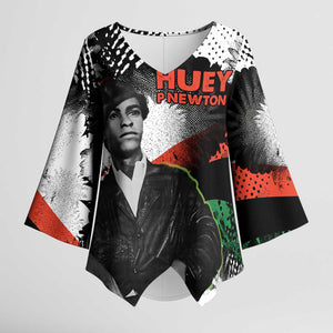 Huey P. Newton Kimono Sleeve Blouse Revolutionary Portrait - Panther Graphic Surrender to the Revolution Quote - African Pride