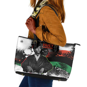 Huey P. Newton Leather Tote Bag Revolutionary Portrait - Panther Graphic Surrender to the Revolution Quote - African Pride
