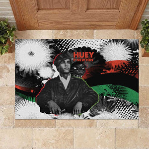 Huey P. Newton Rubber Doormat Revolutionary Portrait - Panther Graphic Surrender to the Revolution Quote - African Pride