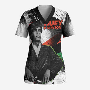 Huey P. Newton Scrub Top Revolutionary Portrait - Panther Graphic Surrender to the Revolution Quote - African Pride