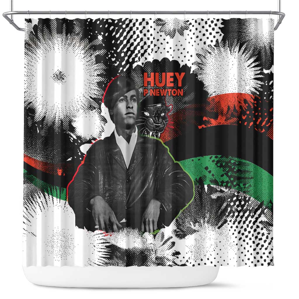 Huey P. Newton Shower Curtain Revolutionary Portrait - Panther Graphic Surrender to the Revolution Quote - African Pride