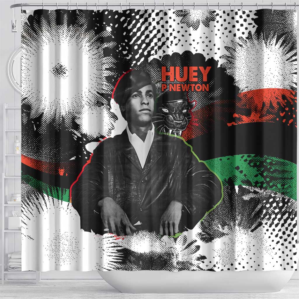 Huey P. Newton Shower Curtain Revolutionary Portrait - Panther Graphic Surrender to the Revolution Quote - African Pride