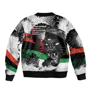 Huey P. Newton Sleeve Zip Bomber Jacket Revolutionary Portrait - Panther Graphic Surrender to the Revolution Quote - African Pride