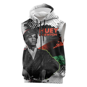 Huey P. Newton Sleeveless Zip Hoodie Revolutionary Portrait - Panther Graphic Surrender to the Revolution Quote - African Pride