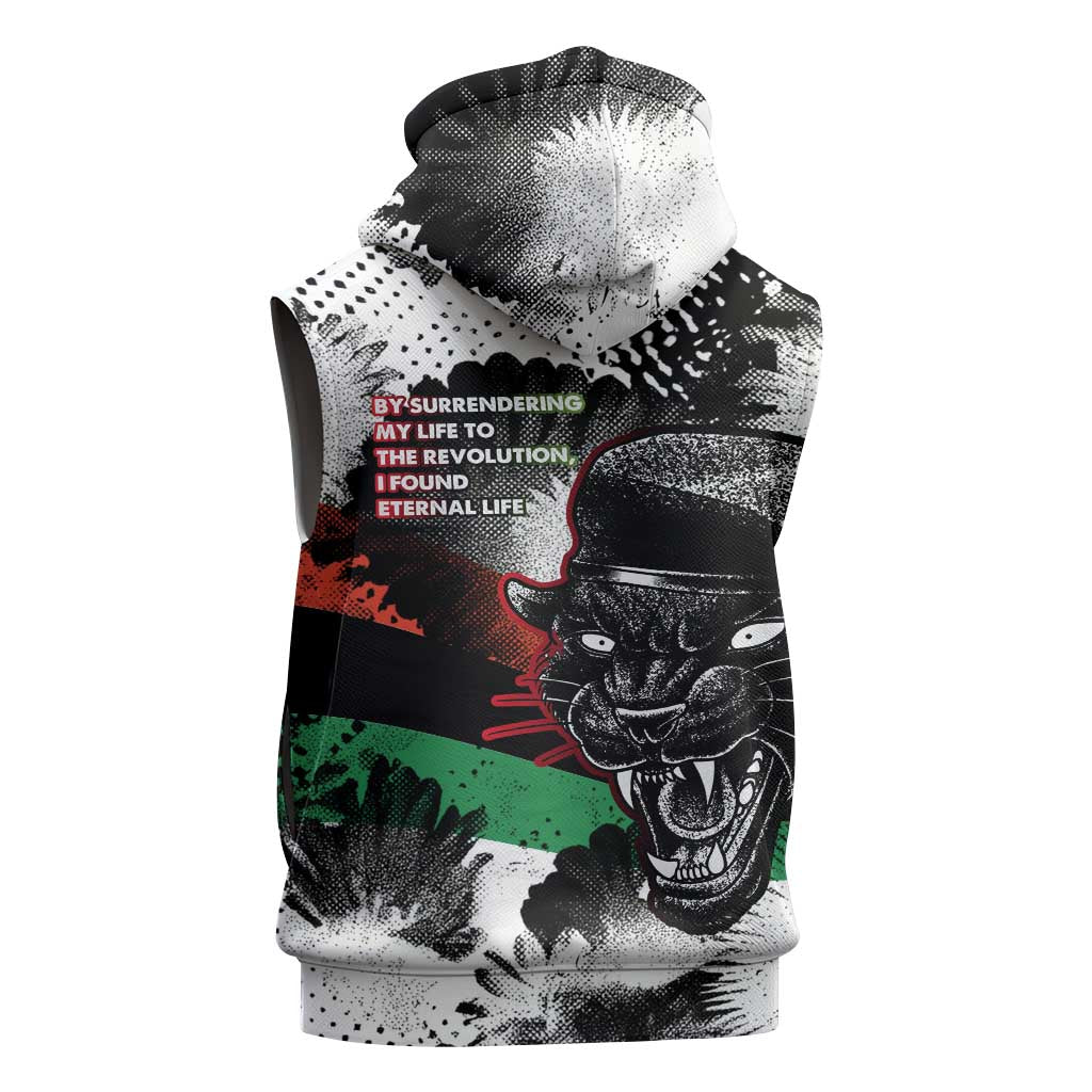 Huey P. Newton Sleeveless Zip Hoodie Revolutionary Portrait - Panther Graphic Surrender to the Revolution Quote - African Pride
