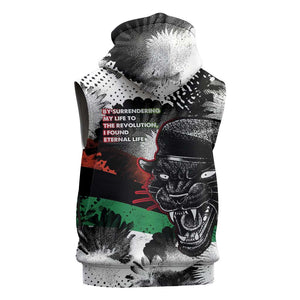 Huey P. Newton Sleeveless Zip Hoodie Revolutionary Portrait - Panther Graphic Surrender to the Revolution Quote - African Pride
