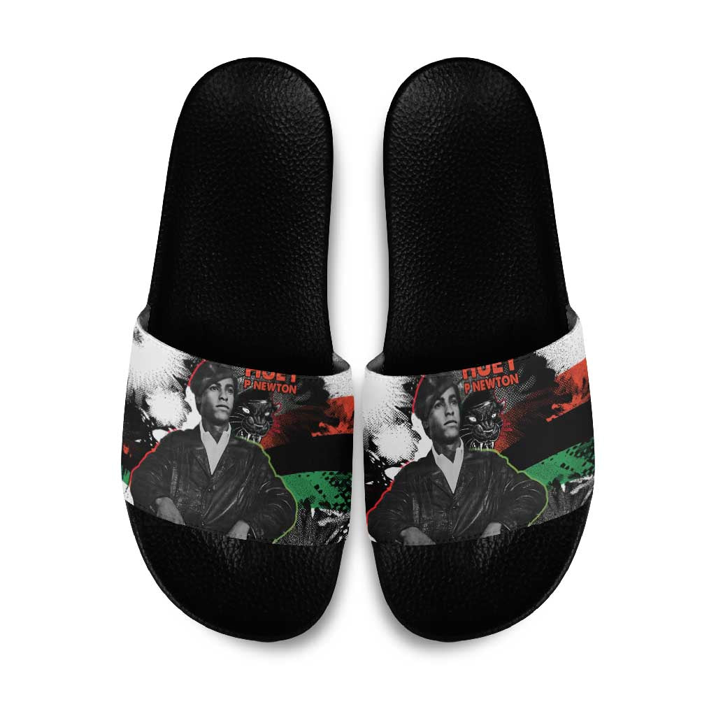 Huey P. Newton Slide Sandals Revolutionary Portrait - Panther Graphic Surrender to the Revolution Quote - African Pride
