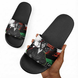 Huey P. Newton Slide Sandals Revolutionary Portrait - Panther Graphic Surrender to the Revolution Quote - African Pride