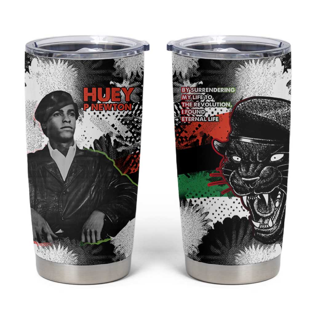 Huey P. Newton Tumbler Cup Revolutionary Portrait - Panther Graphic Surrender to the Revolution Quote - African Pride