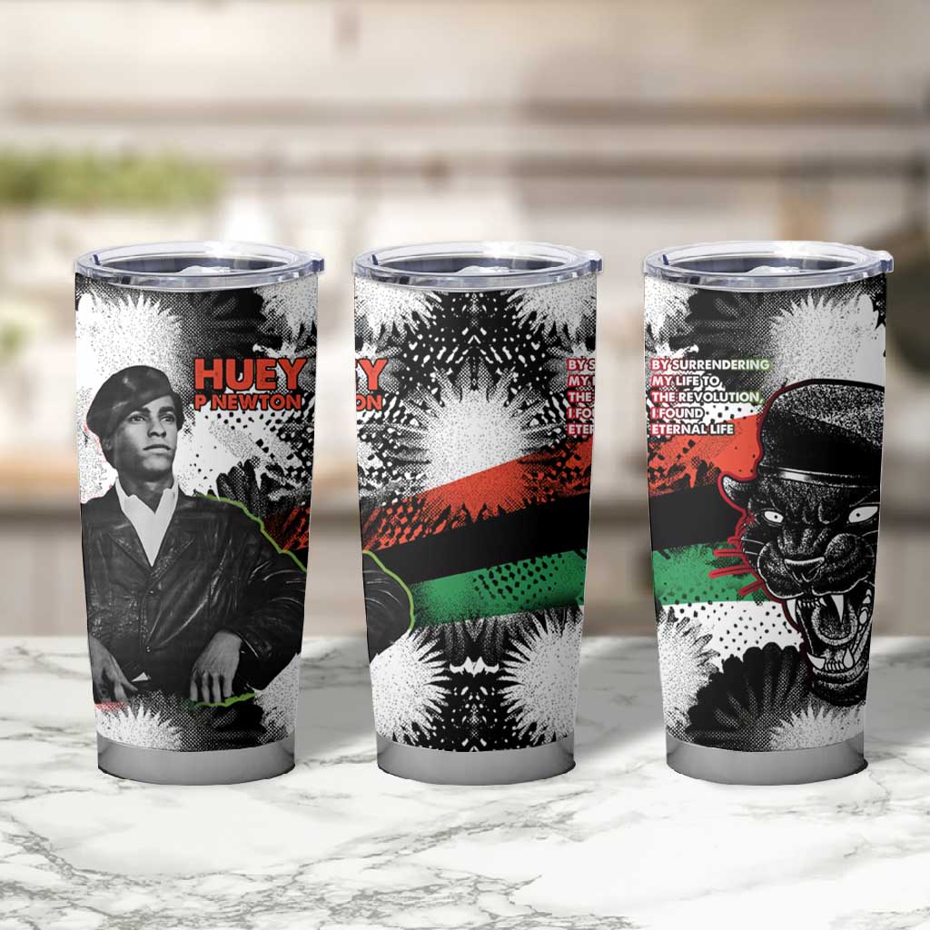 Huey P. Newton Tumbler Cup Revolutionary Portrait - Panther Graphic Surrender to the Revolution Quote - African Pride