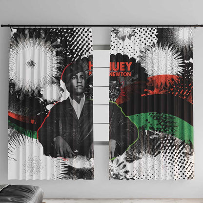 Huey P. Newton Window Curtain Revolutionary Portrait - Panther Graphic Surrender to the Revolution Quote - African Pride