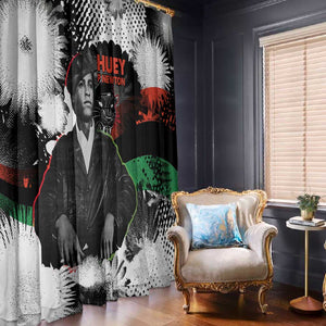 Huey P. Newton Window Curtain Revolutionary Portrait - Panther Graphic Surrender to the Revolution Quote - African Pride