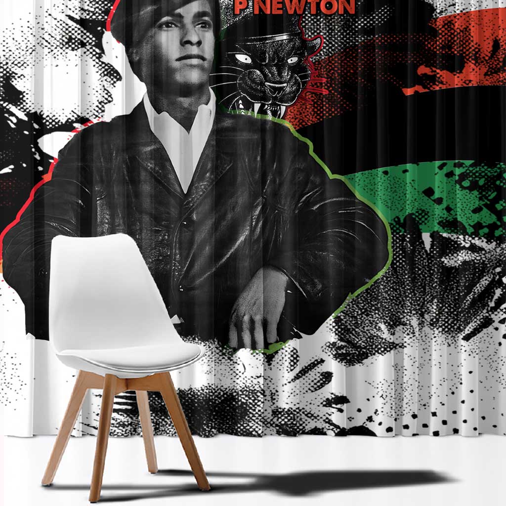 Huey P. Newton Window Curtain Revolutionary Portrait - Panther Graphic Surrender to the Revolution Quote - African Pride