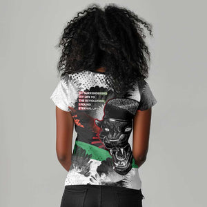 Huey P. Newton Women V-Neck T-Shirt Revolutionary Portrait - Panther Graphic Surrender to the Revolution Quote TS04