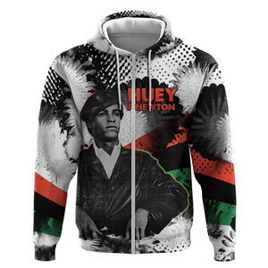 Huey P. Newton Zip Hoodie Revolutionary Portrait - Panther Graphic Surrender to the Revolution Quote - African Pride