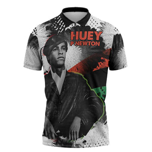 Huey P. Newton Zipper Polo Shirt Revolutionary Portrait - Panther Graphic Surrender to the Revolution Quote - African Pride