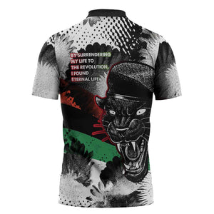 Huey P. Newton Zipper Polo Shirt Revolutionary Portrait - Panther Graphic Surrender to the Revolution Quote - African Pride