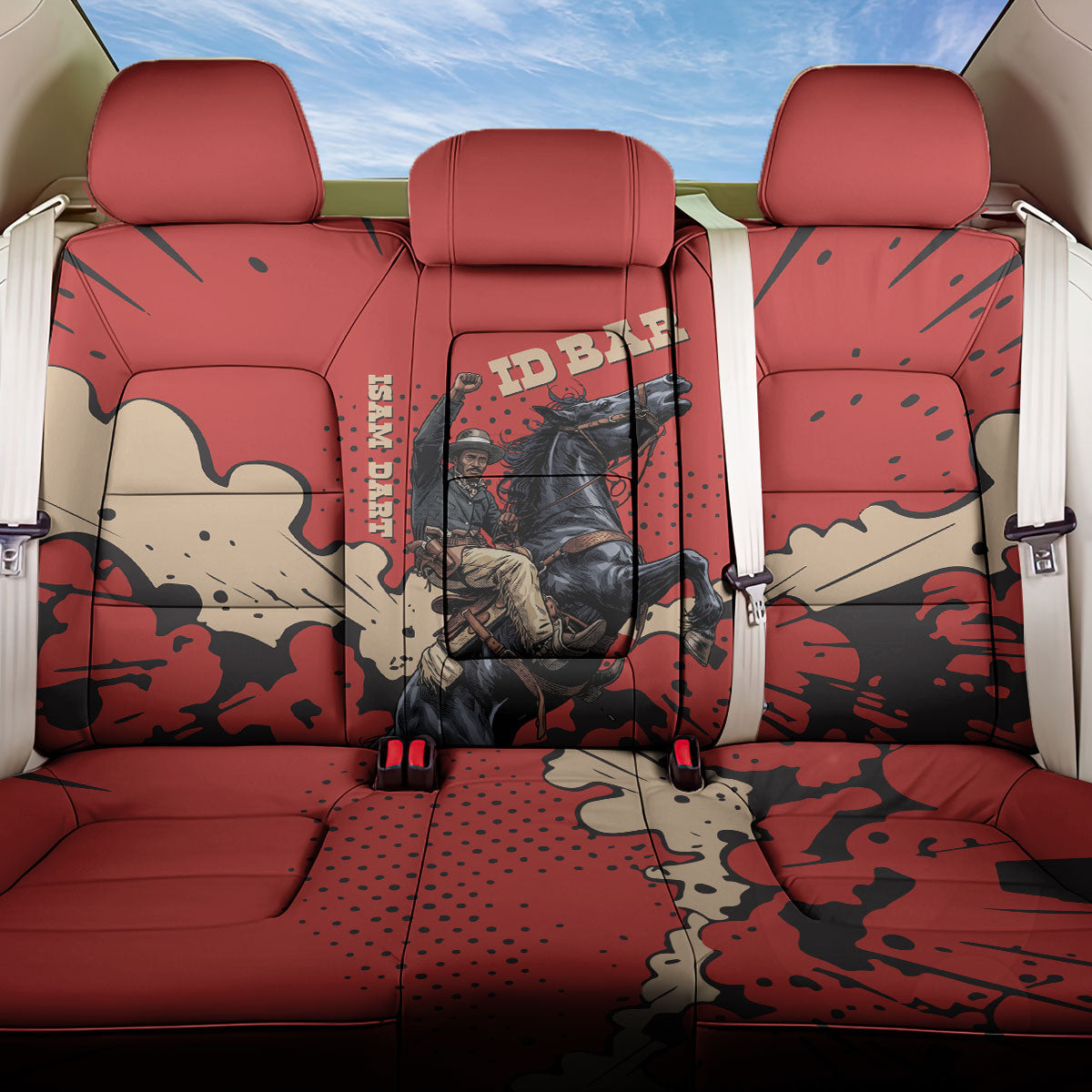 Isom Dart Black Cowboy Back Car Seat Cover Wild West Outlaw Vintage Comic Art