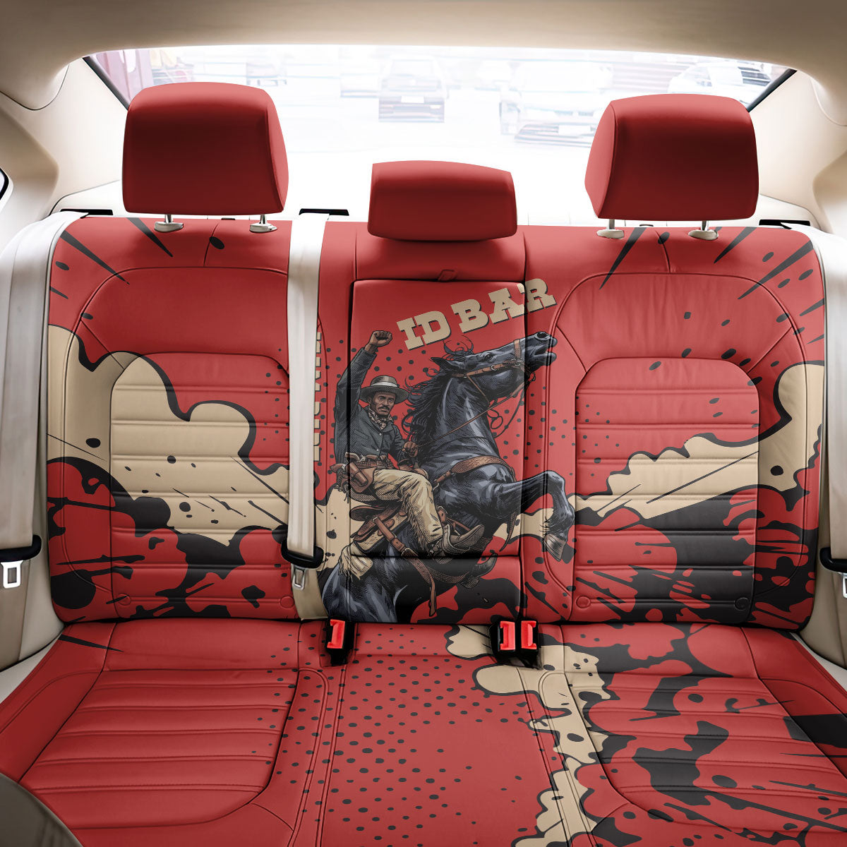 Isom Dart Black Cowboy Back Car Seat Cover Wild West Outlaw Vintage Comic Art