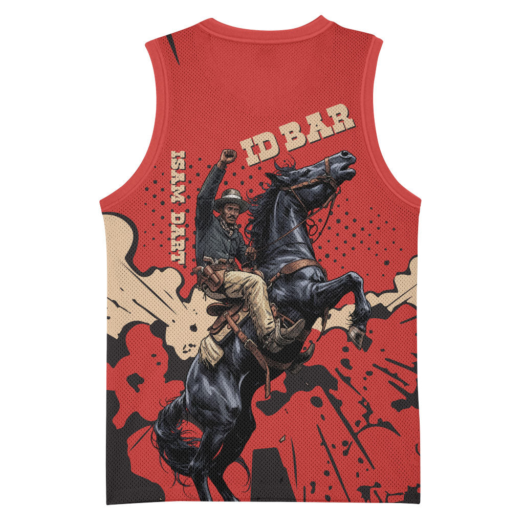 Isom Dart Black Cowboy Basketball Jersey Wild West Outlaw Vintage Comic Art