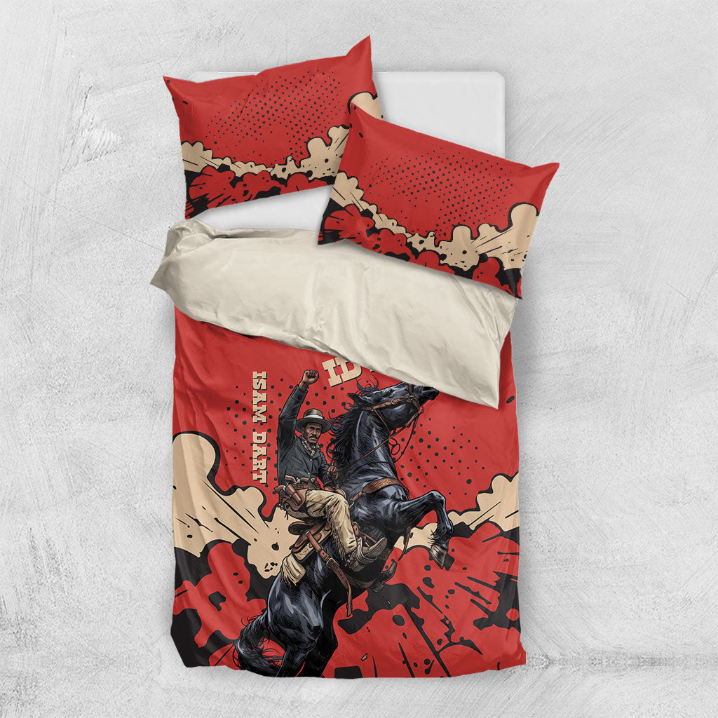Isom Dart Black Cowboy Bedding Set Wild West Outlaw Vintage Comic Art