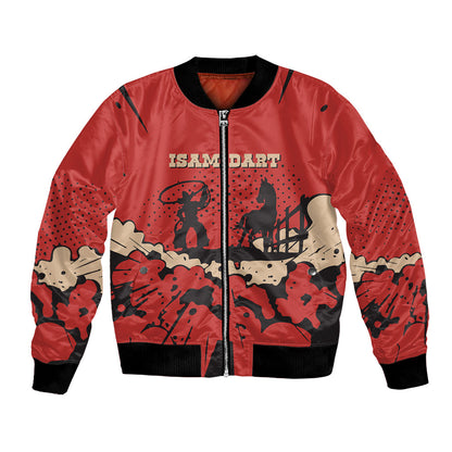 Isom Dart Black Cowboy Bomber Jacket Wild West Outlaw Vintage Comic Art