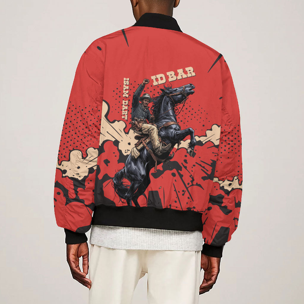 Isom Dart Black Cowboy Bomber Jacket Wild West Outlaw Vintage Comic Art