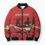Isom Dart Black Cowboy Bomber Puffer Jacket Wild West Outlaw Vintage Comic Art