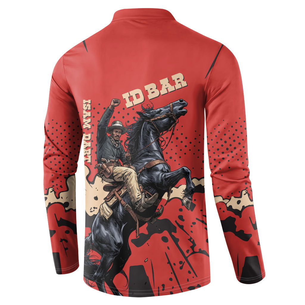 Isom Dart Black Cowboy Button Sweatshirt Wild West Outlaw Vintage Comic Art