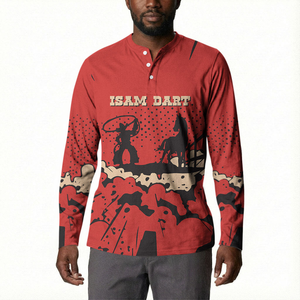 Isom Dart Black Cowboy Button Sweatshirt Wild West Outlaw Vintage Comic Art
