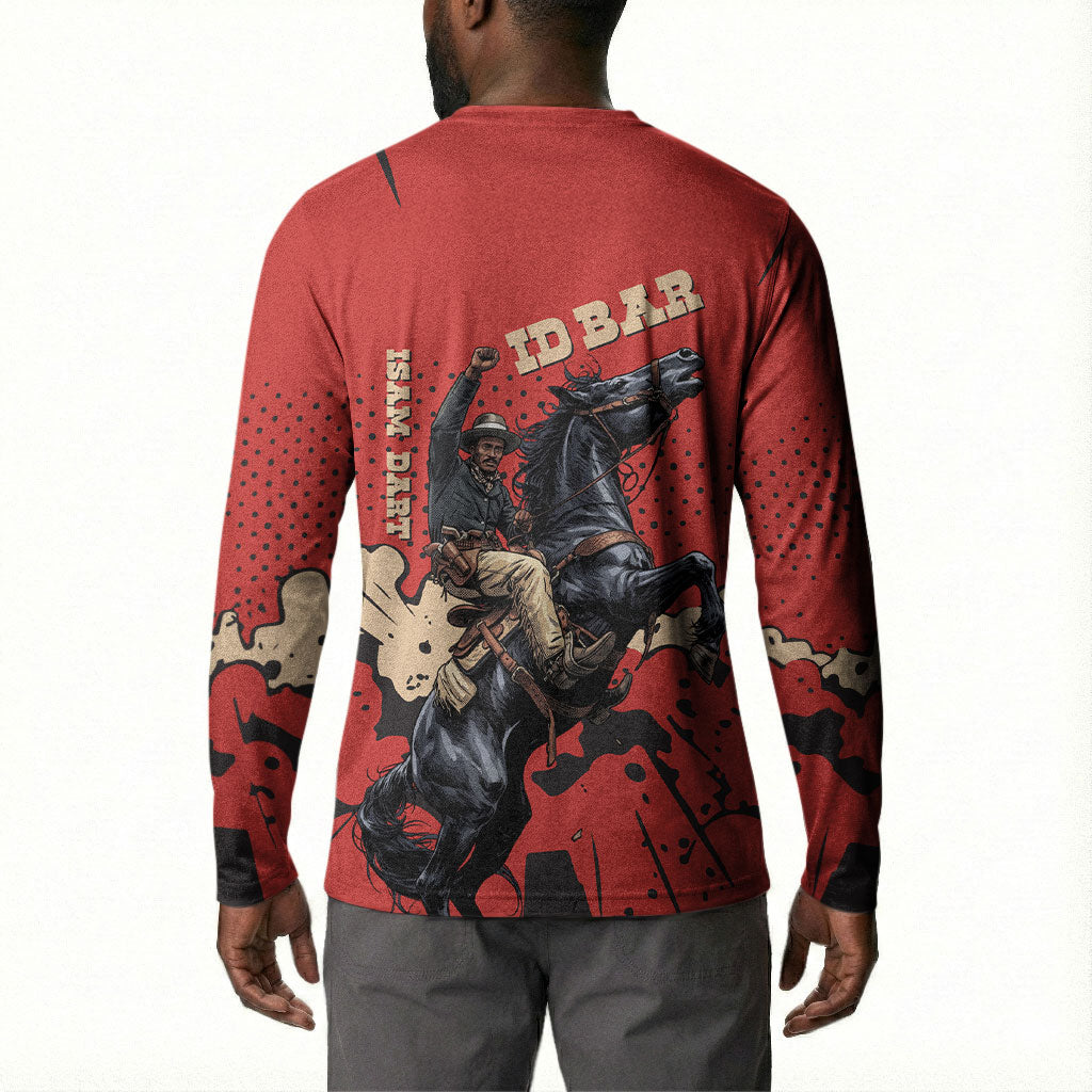 Isom Dart Black Cowboy Button Sweatshirt Wild West Outlaw Vintage Comic Art