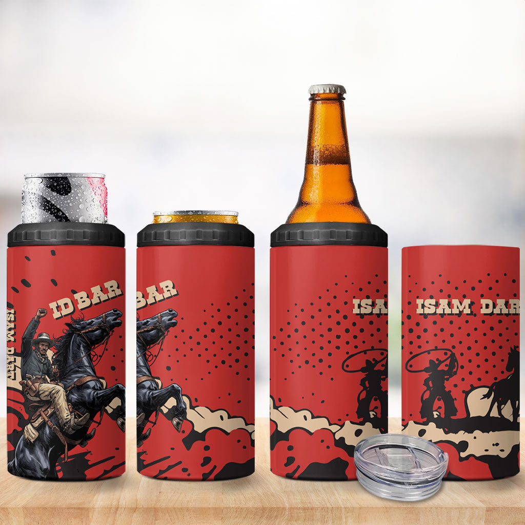 Isom Dart Black Cowboy 4 in 1 Can Cooler Tumbler Wild West Outlaw Vintage Comic Art