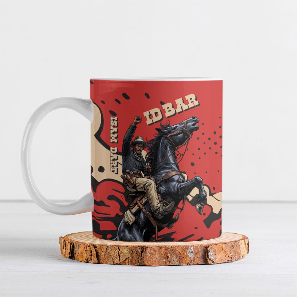 Isom Dart Black Cowboy Ceramic Mug Wild West Outlaw Vintage Comic Art