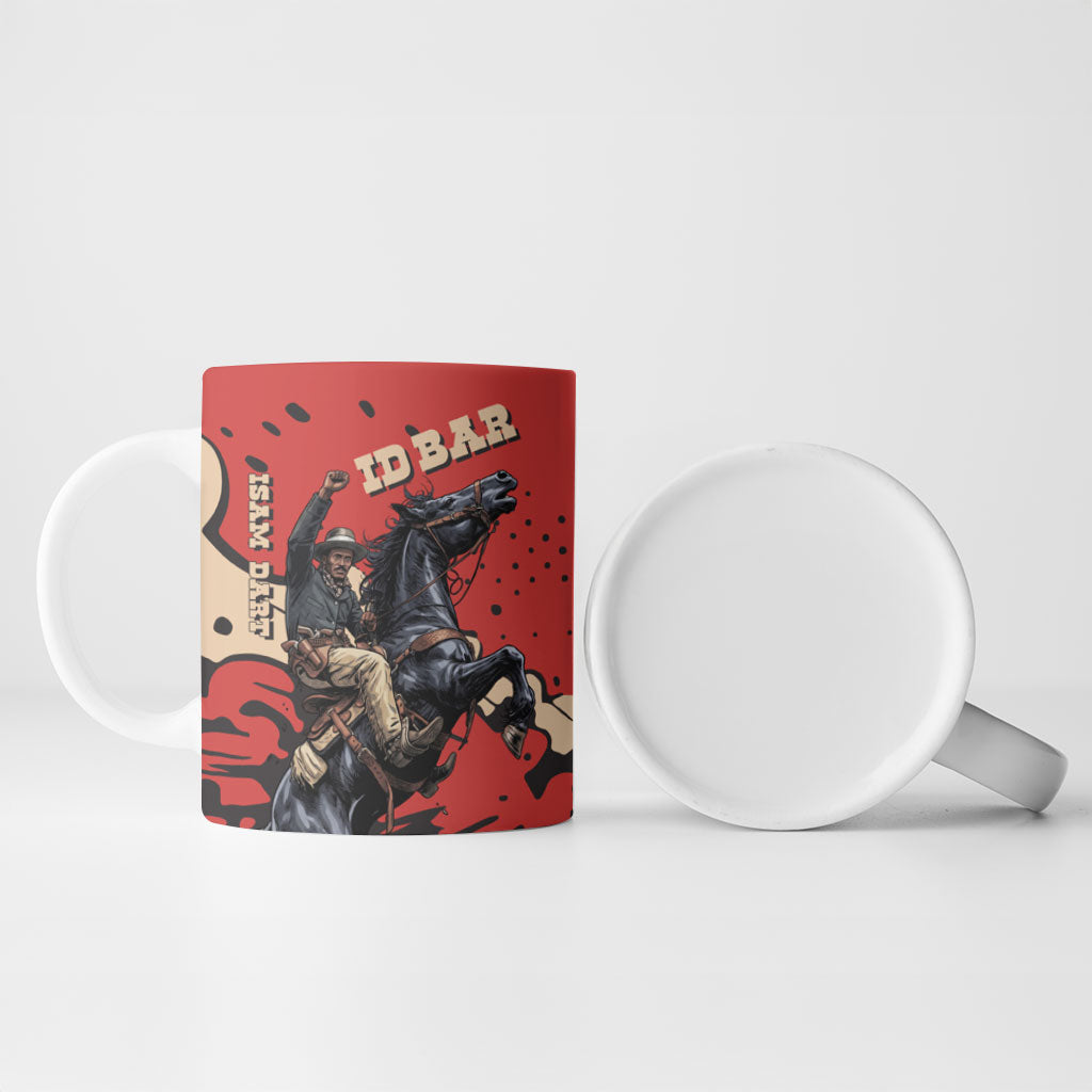Isom Dart Black Cowboy Ceramic Mug Wild West Outlaw Vintage Comic Art