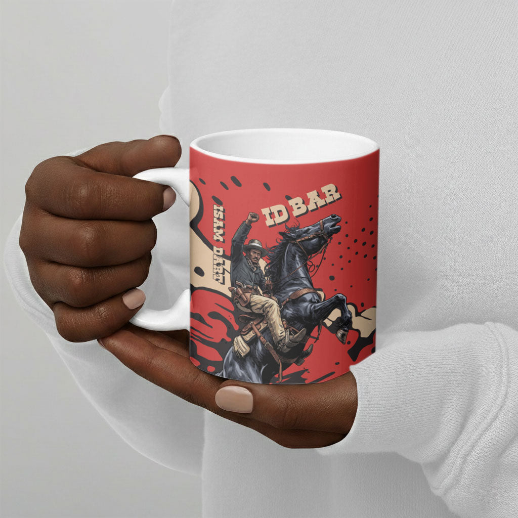 Isom Dart Black Cowboy Ceramic Mug Wild West Outlaw Vintage Comic Art