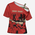 Isom Dart Black Cowboy Cross Shoulder Shirt Wild West Outlaw Vintage Comic Art