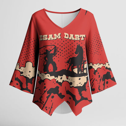 Isom Dart Black Cowboy Kimono Sleeve Blouse Wild West Outlaw Vintage Comic Art