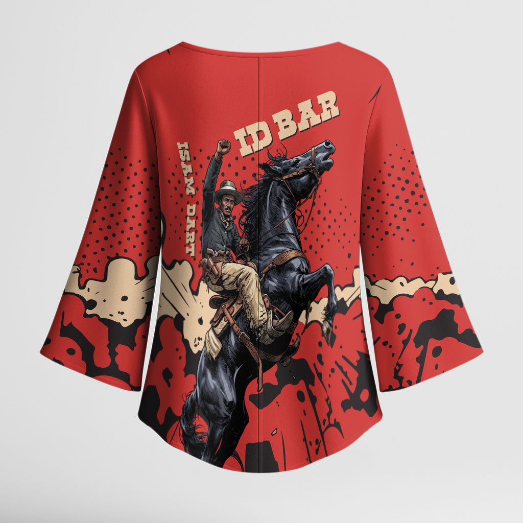 Isom Dart Black Cowboy Kimono Sleeve Blouse Wild West Outlaw Vintage Comic Art