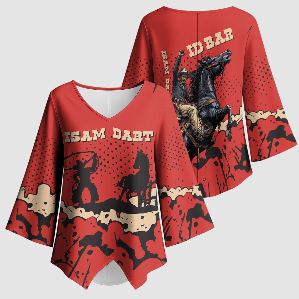 Isom Dart Black Cowboy Kimono Sleeve Blouse Wild West Outlaw Vintage Comic Art