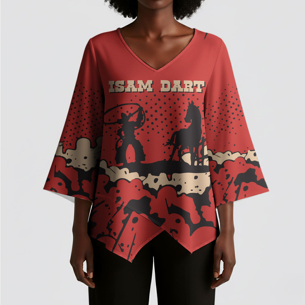 Isom Dart Black Cowboy Kimono Sleeve Blouse Wild West Outlaw Vintage Comic Art