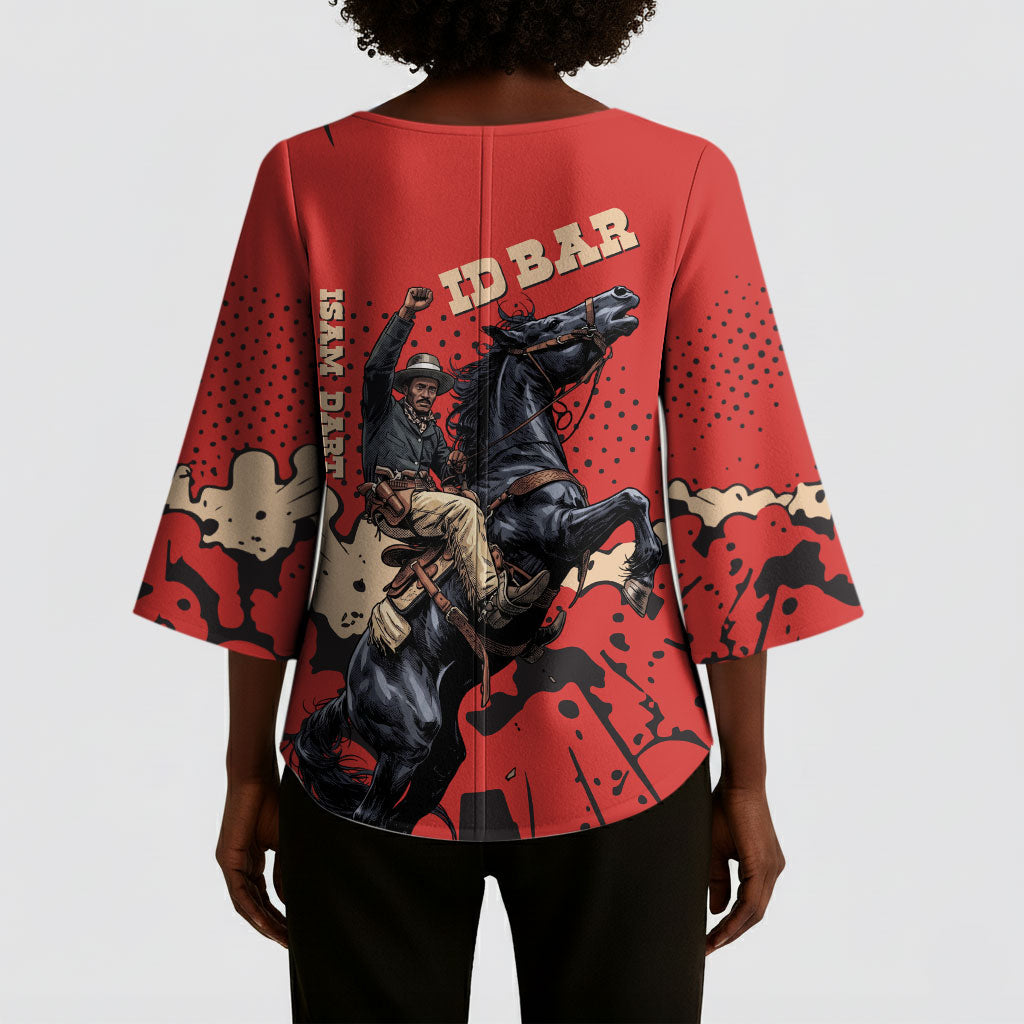Isom Dart Black Cowboy Kimono Sleeve Blouse Wild West Outlaw Vintage Comic Art