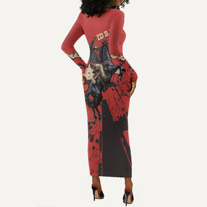 Isom Dart Black Cowboy Long Sleeve Bodycon Dress Wild West Outlaw Vintage Comic Art