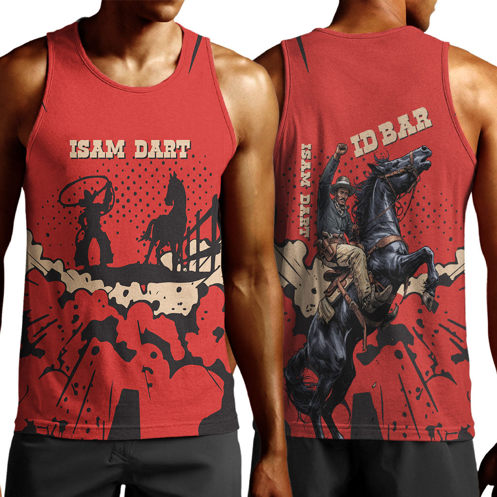 Isom Dart Black Cowboy Men Tank Top Wild West Outlaw Vintage Comic Art