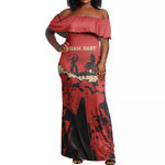 Isom Dart Black Cowboy Off Shoulder Maxi Dress Wild West Outlaw Vintage Comic Art