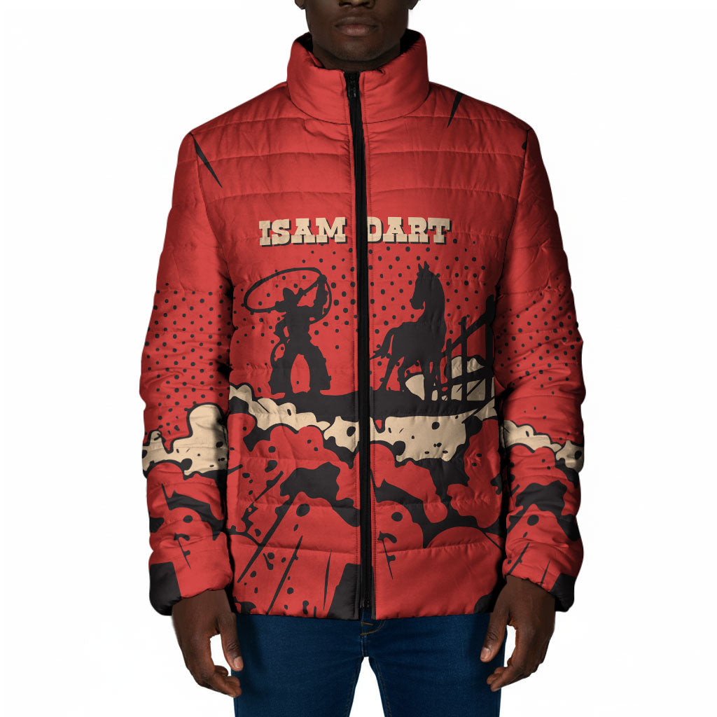 Isom Dart Black Cowboy Padded Jacket Wild West Outlaw Vintage Comic Art