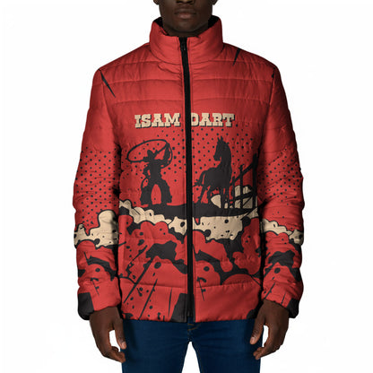 Isom Dart Black Cowboy Padded Jacket Wild West Outlaw Vintage Comic Art