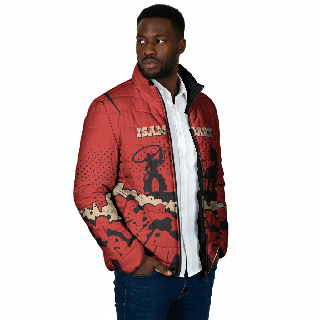 Isom Dart Black Cowboy Padded Jacket Wild West Outlaw Vintage Comic Art